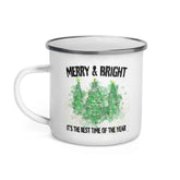 Snowy Christmas Holiday Trees Watercolor Painting Snowflake Pine Trees Enamel Mug, Mugs, $ 25.50, A Moment Of Now™